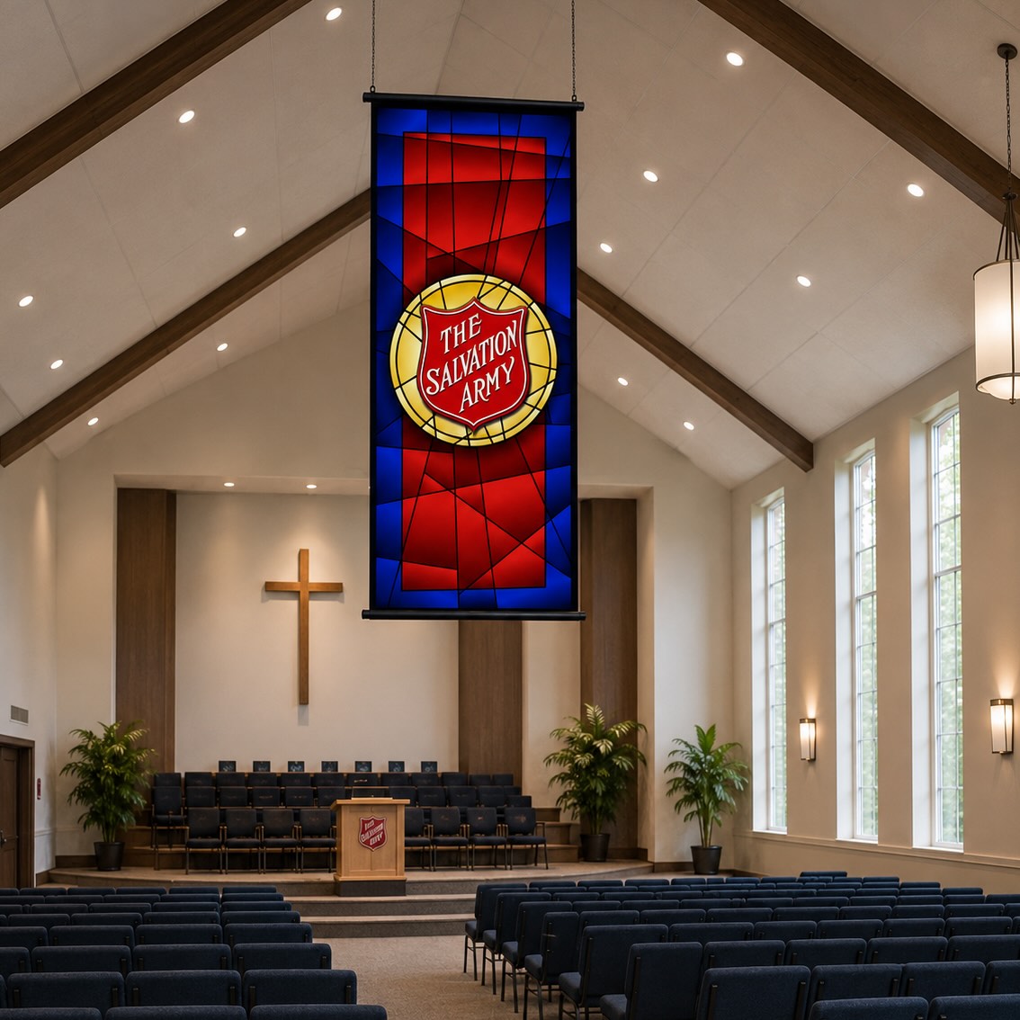 multiple banner artworks for display in salvation army corps