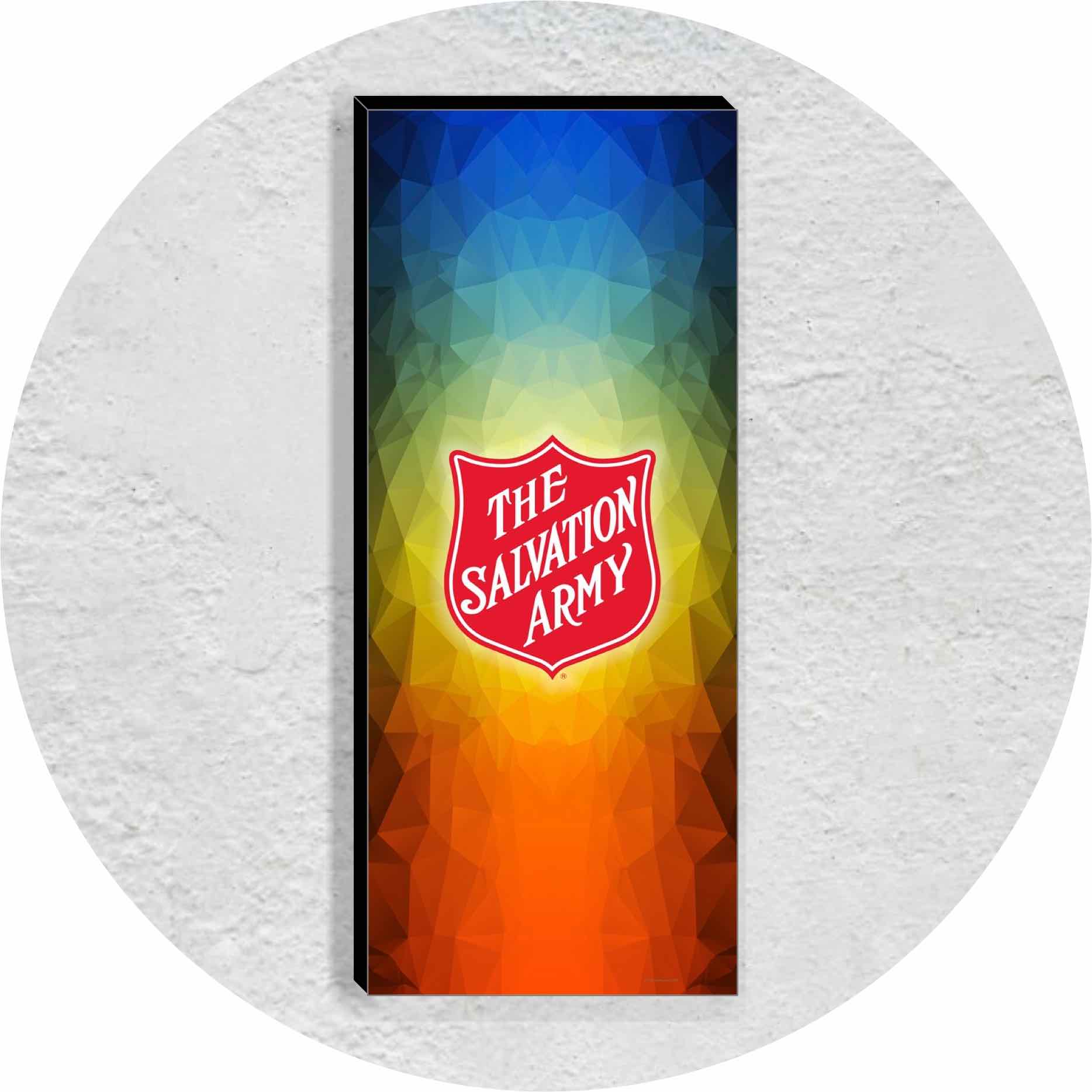 multiple canvas artworks for display in salvation army corps