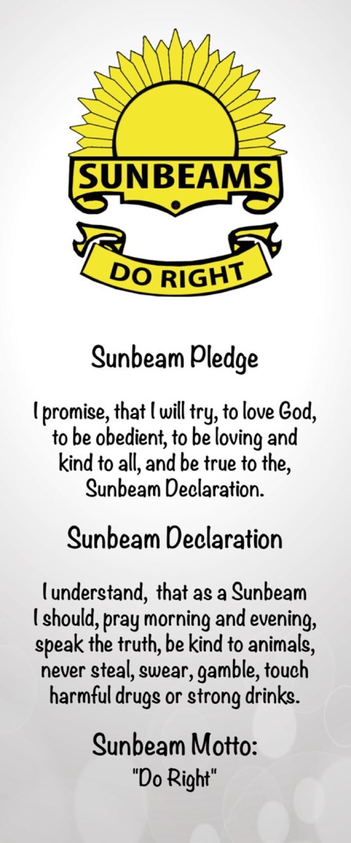 Sunbeams Pledge Poster